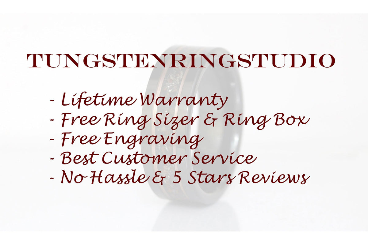 6mm Moss Men Ring Green Moss Agate Black Hammer Rose Gold Accent Ring 8mm Tungsten Wedding Ring  Men Wedding Band Mens