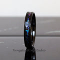 Hammer Meteorite Nebula Ring 4mm Black Band Men Women Ring Outer Space Ring Wedding Ring Anniversary Ring Doom Comfort Fit Tungsten Ring