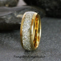 Yellow Gold German Silver Glass Tungsten Wedding band Trendy Ring Womens Ring 4mm 6mm 8mm TungstenRingStudio