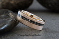 Rose gold Guitar String and Meteorite Sandblasted Tungsten Wedding Ring Interstellar Ring Tungsten Carbide Anniversary Ring Mans Mens Ring