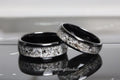 Black Rutilated Quartz Ring Set Matching His and Her Wedding Ring 4mm 6mm 8mm Rutilated Wedding Mens Ring Men & Women Polished Dome Stones