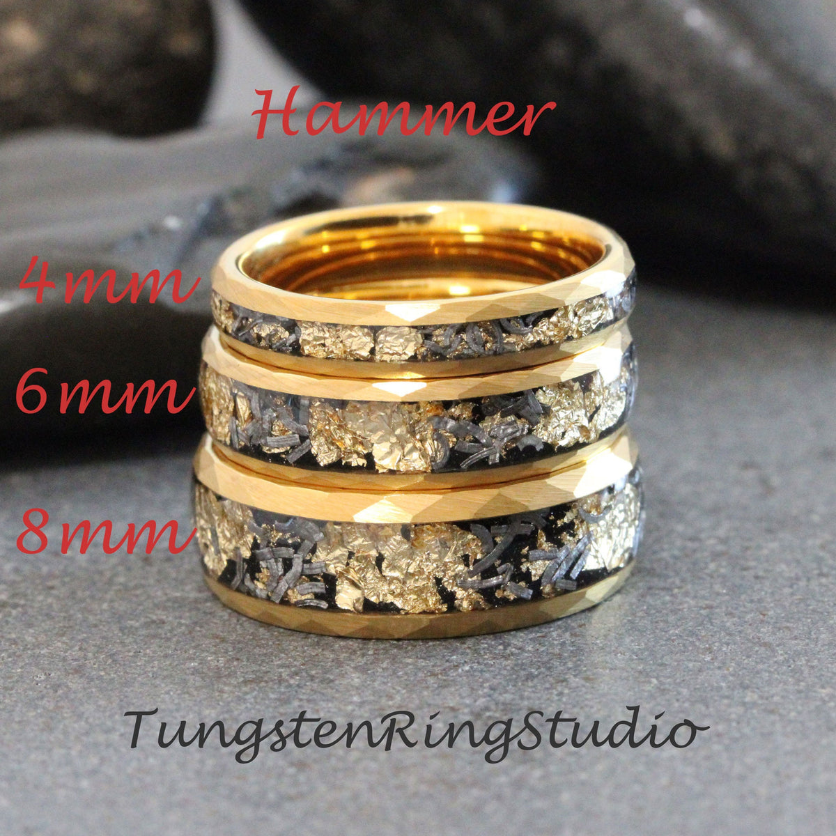 Dainty Women Gold Leaf Meteorite Ring, Wedding Gold Foil Meteorite 4mm 6mm 8mm Ring Meteorite Foil Leaf Ring Mens Wedding Rings Gold Accent