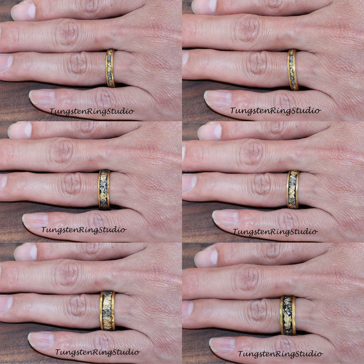 Dainty Women Gold Leaf Meteorite Ring, Wedding Gold Foil Meteorite 4mm 6mm 8mm Ring Meteorite Foil Leaf Ring Mens Wedding Rings Gold Accent