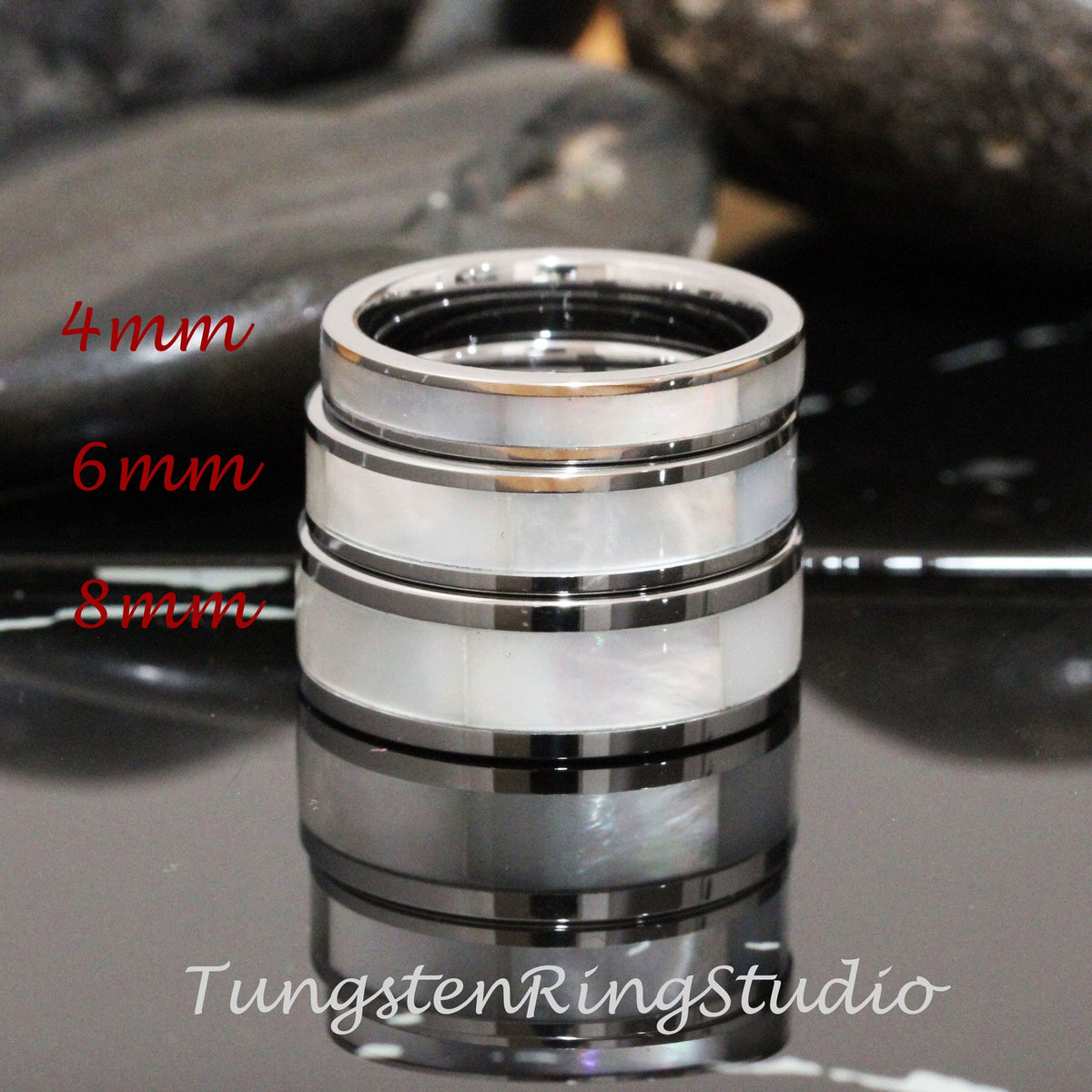 Mother of Pearl Silver Gray Tungsten Wedding Ring Band 4mm 6mm 8mm Rose Gold Minimalist Stackable Wedding Ring Anniversary Ring Gift For Her