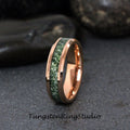 Green Moss Agate Ring Rose Gold Beveled Tungsten Mens Ring Womens Wedding Ring Wedding Band Anniversary Ring Engagement Promise Ring 4 6 8mm