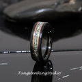 Hammer 6mm Moss Agate Ring 8mm 6mm 4mm Rose Gold Tungsten Wedding Ring Eco-Friendly Men Band Moss Agate Black Ring Mens Ring Men & Women