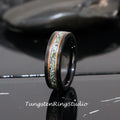 6mm Polish Moss Men Ring Green Moss Agate Black Rose Gold Accent Ring 8mm Tungsten Wedding Ring Eco-Friendly Men Wedding Band Mens