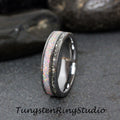Fire White Opal Ring Silver German Glass Wedding Ring 8mm 6mm Diamond Alternative Gray Tungsten Eco-Friendly Men Band Mens Men & Women Ring