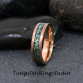 Hammer 6mm Moss Agate Ring 8mm 6mm 4mm Rose Gold Tungsten Wedding Ring Eco-Friendly Men Band Moss Agate Black Ring Mens Ring Men & Women