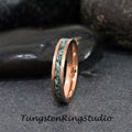 Dainty 4mm Hammer Moss Agate Ring 8mm 6mm Rose Gold Tungsten Wedding Ring Eco-Friendly Men Band Moss Agate Black Ring Mens Ring Men & Women