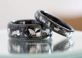 Polished Silver Leaf Meteorite Rings, Wedding Silver Foil Meteorite Ring 4mm 6mm 8mm Ring Meteorite Foil Leaf Ring Mens Wedding Rings Accent