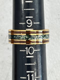 Gold Green Moss Agate Whiskey Barrel Wood Wedding Ring 8mm Moss Wood Tungsten Carbide Men Band Men & Women Ring