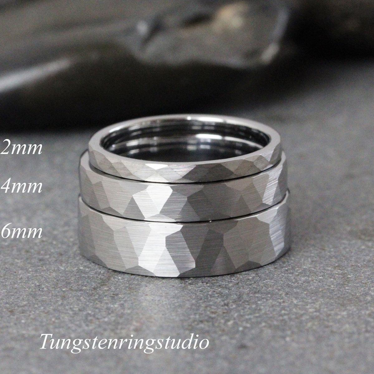 Hammer Tungsten Silver Grey Wedding 2 mm 4 mm 6 mm Ring Band Hammer tungsten wedding Ring Anniversary Rings Man Ring Women Ring