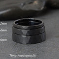Hammer Tungsten Black Wedding 2 mm 4 mm 6 mm Ring Band Hammer Black Ring Anniversary Rings Man Ring Women Ring