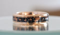 Beveled Copper Leaf Meteorite Tungsten Ring, Rose Gold Wedding Meteorite Ring 4mm 6mm 8mm Ring Meteorite Foil Leaf Ring Gold Accent