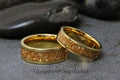 Citrine Wedding Ring Set, German Yellow Glass Wedding Ring Gold His and Hers Ring Matching Set Tungsten Carbide Ring Womens Ring 4mm 6mm 8mm