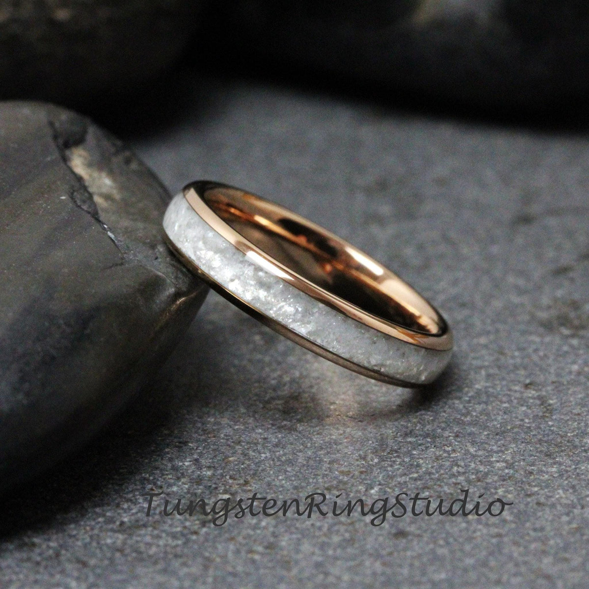 4mm Diamond Dust Ring Rose Gold Polish Tungsten Wedding Ring  8mm 6mm 4mm Gold Silver Black Ring Mens Ring Men & Women Bling Sparkling Band