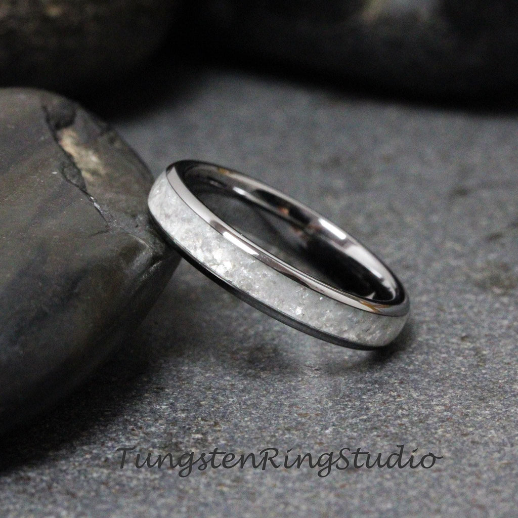 Diamond Dust Ring Silver Gray Polish Tungsten Wedding Ring  8mm 6mm 4mm Gold Silver Black Ring Mens Ring Men & Women Bling Sparkling Band