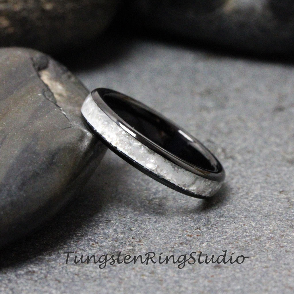 Diamond Dust Black Ring Polish Tungsten Wedding 8mm 6mm 4mm Gold Silver Black Ring Mens Ring Men & Women Bling Sparkling Band