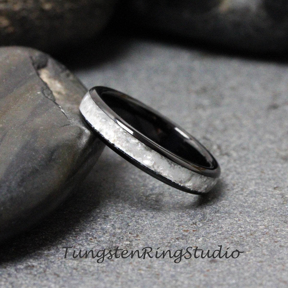 Diamond Dust Black Ring Polish Tungsten Wedding 8mm 6mm 4mm Gold Silver Black Ring Mens Ring Men & Women Bling Sparkling Band