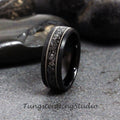 Meteorite Bass String Black Ring 8mm Ring Black Tungsten Wedding Ring Brushed Dome Tungsten Anniversary Ring Mans Mens Ring Men & Women