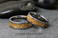 Matching Set Yellow Citrine Wedding Ring Set German Glass Wedding Ring Silver His and Hers Ring Tungsten Carbide Womens Ring 4mm 6mm 8mm