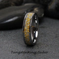 Women 24K Gold Leaf Silver Wedding Ring Gold Foil Silver Gray Tungsten Carbide 4mm 6mm 8mm Foil Leaf Ring Mens Wedding Rings Gold Accent