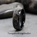 Dandelion Seed Black Ring Polish Tungsten Wedding Ring  8mm 6mm Flower Dandelion Gold Silver Black Ring Mens Ring Men & Women Anniversary