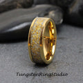 24K Gold Leaf Ring, Wedding Gold Foil Ring Tungsten Carbide 4mm 6mm 8mm Ring Wedding Rings Gold Accent