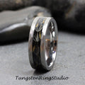 Hammer Dandelion Seed Silver Ring Polish Tungsten Wedding Ring  8mm Flower Dandelion Gray Ring Mens Ring Men & Women Anniversary