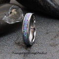 Multi Violet Opal Tungsten Carbide Wedding Ring Silver-Gray Band Women Men Opal Ring Dainty Stackable Anniversary Ring Violet Band