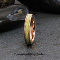 Lemond Yellow Opal Wedding Ring Rose Gold Tungsten Carbide Band Women Opal Ring Dainty Stackable Anniversary Opal Ring