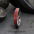 Alizarin Crimson Opal Tungsten Carbide Wedding Ring Silver-Gray Band Women Men Opal Ring Dainty Stackable Anniversary Ring Madder Crimson