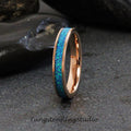 Blue Pacific Opal Wedding Ring Rose Gold Tungsten Carbide Band Women Opal Ring Dainty Stackable Anniversary Opal Ring