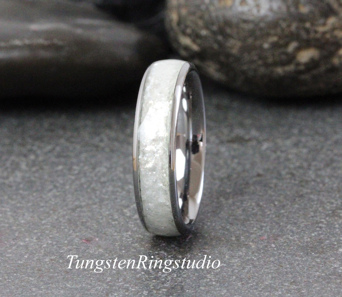 Diamond Dust Ring Silver Gray Polish Tungsten Wedding Ring  8mm 6mm 4mm Gold Silver Black Ring Mens Ring Men & Women Bling Sparkling Band
