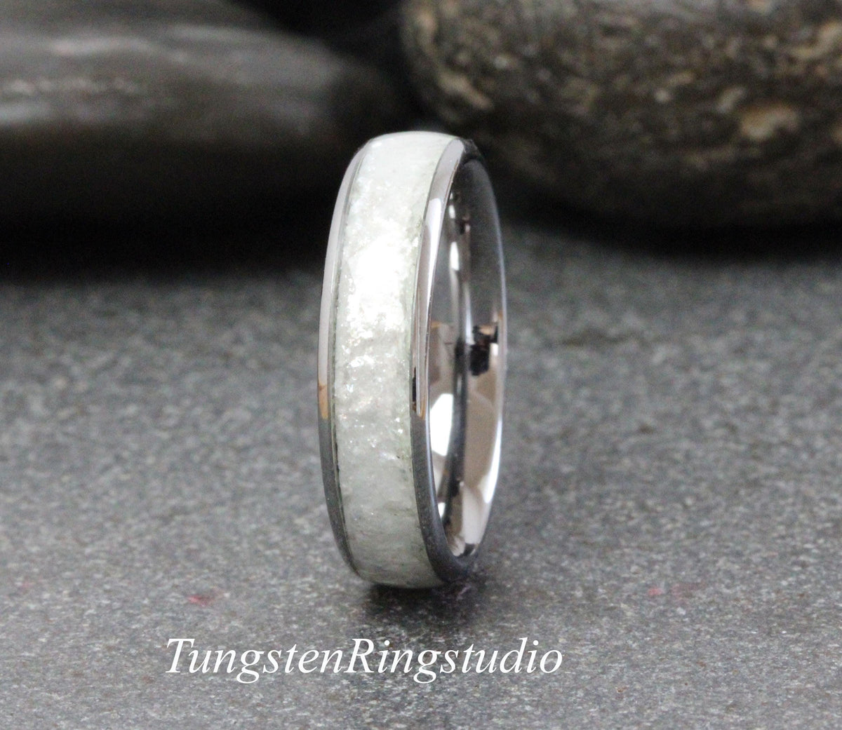 Diamond Dust Ring Silver Gray Polish Tungsten Wedding Ring  8mm 6mm 4mm Gold Silver Black Ring Mens Ring Men & Women Bling Sparkling Band
