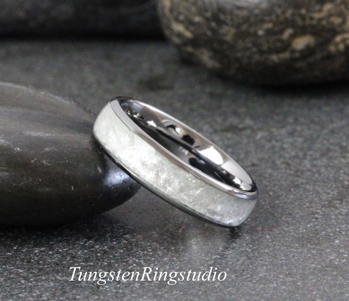 Diamond Dust Ring Silver Gray Polish Tungsten Wedding Ring  8mm 6mm 4mm Gold Silver Black Ring Mens Ring Men & Women Bling Sparkling Band