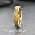 Dainty 24K Gold Leaf Ring, 4mm 6mm 8mm Wedding Gold Foil Ring Tungsten Carbide Ring Wedding Rings