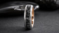 Meteorite Step Beveled Ring, Tungsten Carbide, Wedding Band 6 mm or 8 mm