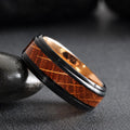 Whiskey barrel Black Ring, Step Beveled Tungsten, Wedding band 6mm or 8mm