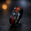 Koa Wood Alexandrite ring, Black Tungsten Wedding Ring 8mm tungsten carbide Mens Ring Mans Womens Anniversary