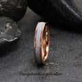 Unicorn Blue Opal Wedding Ring Rose Gold Tungsten Carbide Band Women Opal Ring Dainty Stackable Anniversary Opal Ring