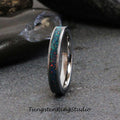 Space Blue Opal Tungsten Carbide Wedding Ring Silver-Gray Band Women Men Opal Ring Dainty Stackable Anniversary Ring Blue Band