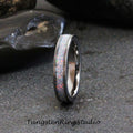 Cornflower Blue Opal Tungsten Carbide Wedding Ring Silver-Gray Band Women Men Opal Ring Dainty Stackable Anniversary Ring Teal Band