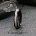 Sun and Ice White Opal Tungsten Carbide Wedding Ring Black Band Women Opal Ring Dainty Stackable Anniversary Opal Ring